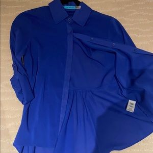 Alice + Olivia Blue Blouse Peplum Back XS NWOT